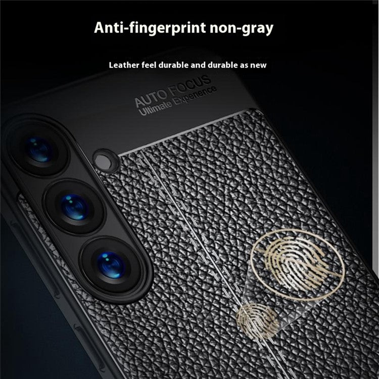 For Samsung Galaxy S25+ Case Litchi Texture TPU Flexible Phone Cover, Black