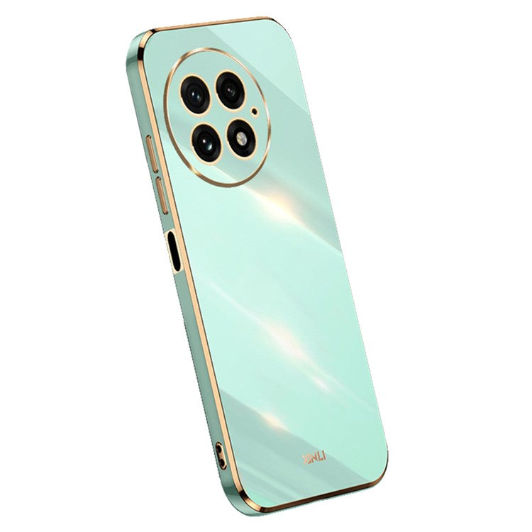 XINLI For OnePlus 13 Case TPU Phone Cover with Electroplating Frame - Cyan