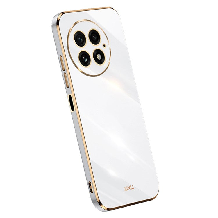 XINLI For OnePlus 13 Case TPU Phone Cover with Electroplating Frame - White