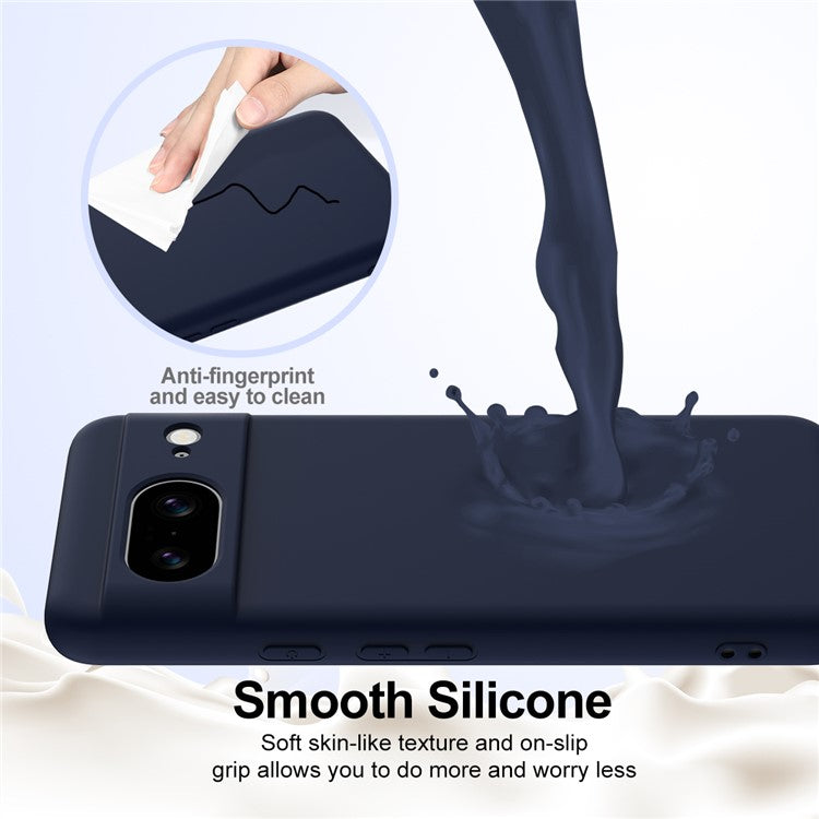For Google Pixel 8 Case Compatible with MagSafe Liquid Silicone Phone Cover with Lanyard - Dark Blue