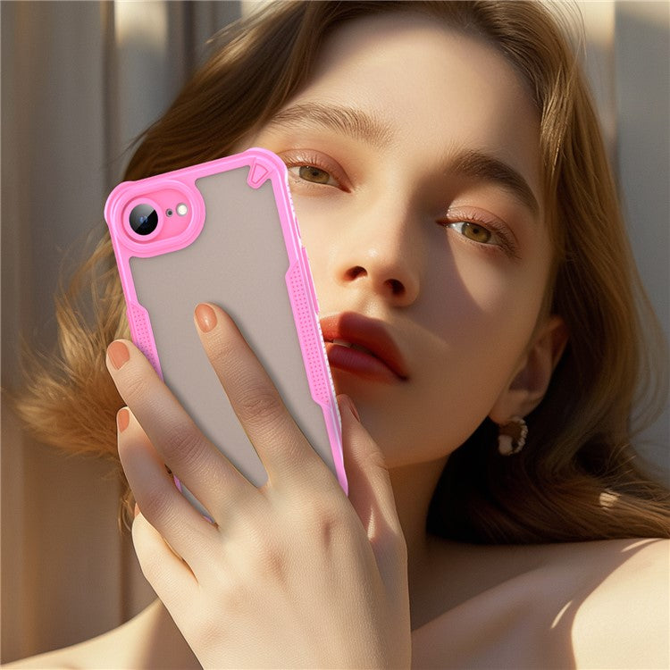 For iPhone 16e Case Hybrid Frosted Phone Back Cover - Pink