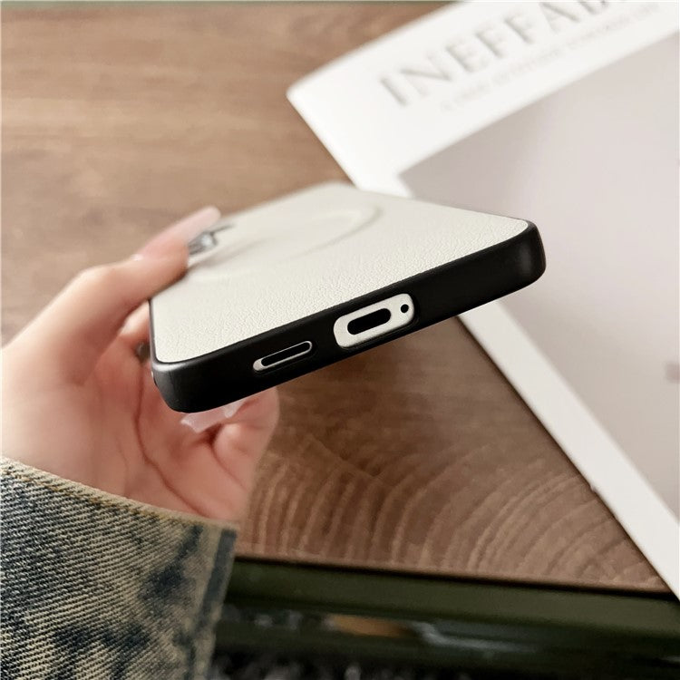 For Samsung Galaxy S25+ Case Compatible with MagSafe PU + TPU Phone Back Cover - Black