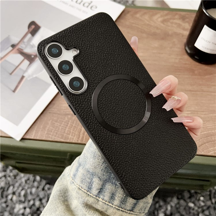 For Samsung Galaxy A26 5G Case Compatible with MagSafe PU Leather + TPU Phone Back Cover - Black