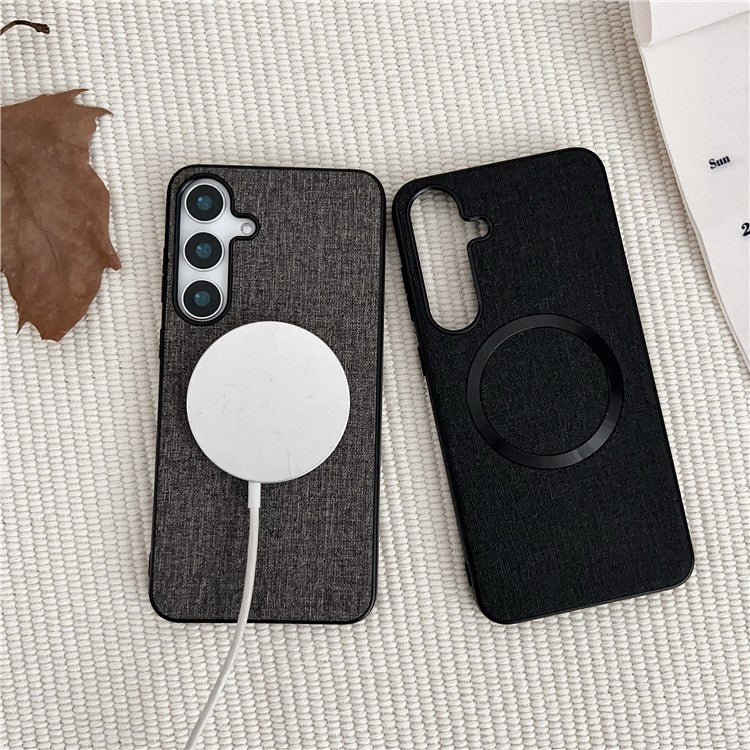 For Samsung Galaxy A26 5G Case Drop-Proof TPU + Cloth Back Phone Cover Compatible with MagSafe - Black