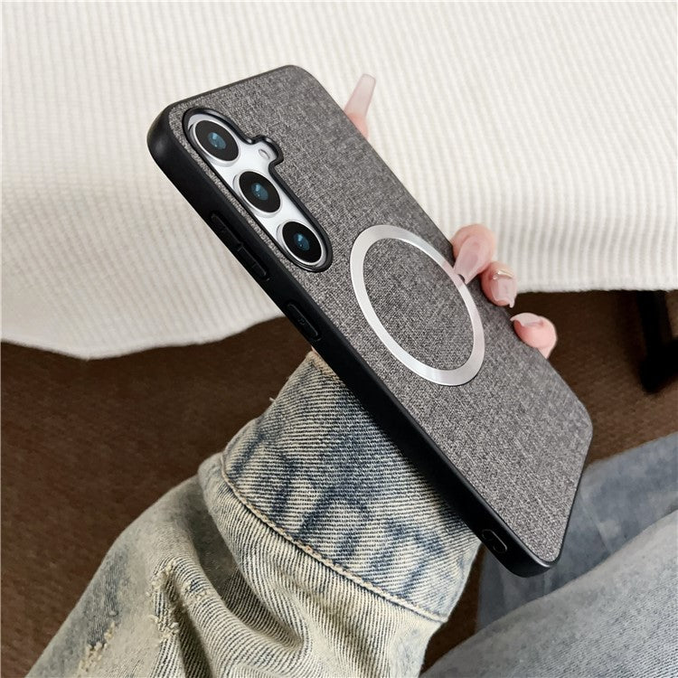 For Samsung Galaxy A26 5G Case Drop-Proof TPU + Cloth Back Phone Cover Compatible with MagSafe - Black