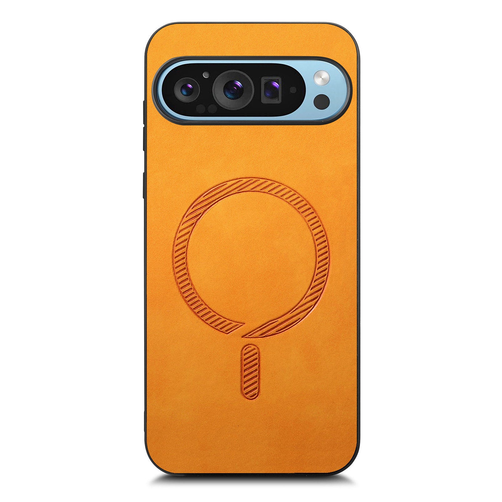 For Google Pixel 9 Pro / Google Pixel 9 Leather Back Case Compatible with MagSafe Skin-touch Phone Cover - Yellow