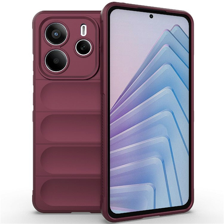 For Xiaomi Redmi Note 14 5G Case Anti-Drop Soft TPU Rugged Phone Back Cover - Wine Red