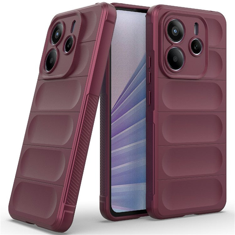 For Xiaomi Redmi Note 14 5G Case Anti-Drop Soft TPU Rugged Phone Back Cover - Wine Red