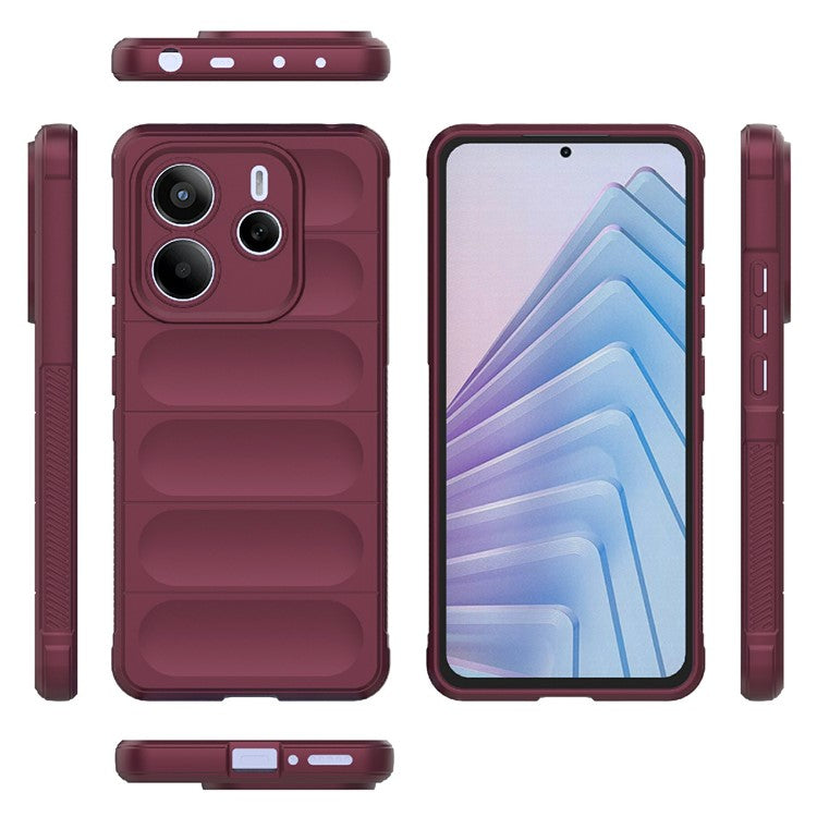 For Xiaomi Redmi Note 14 5G Case Anti-Drop Soft TPU Rugged Phone Back Cover - Wine Red