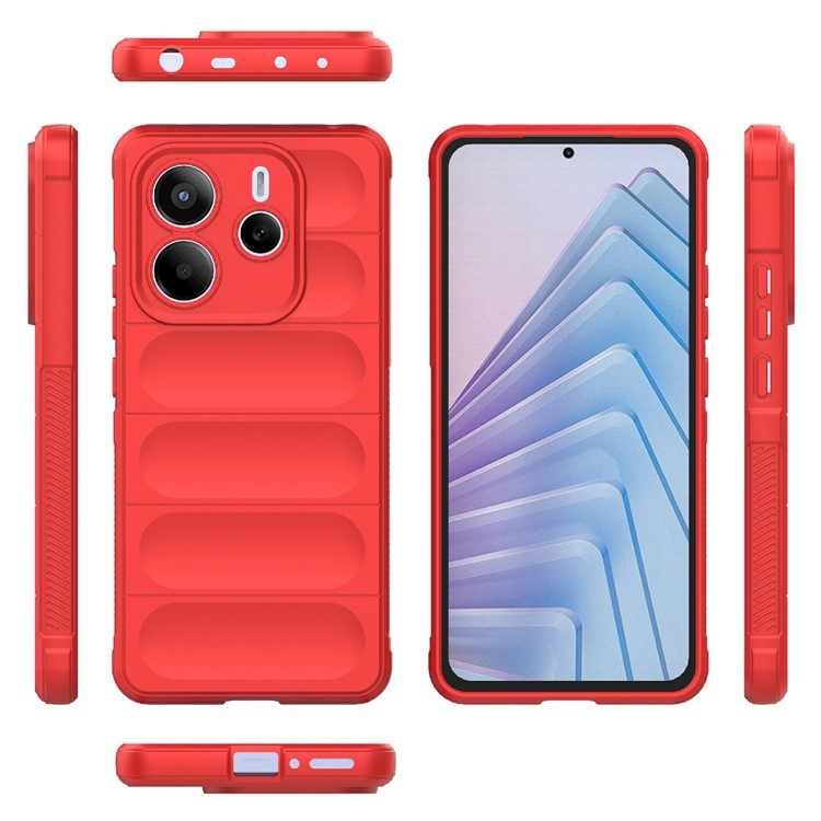 For Xiaomi Redmi Note 14 5G Case Anti-Drop Soft TPU Rugged Phone Back Cover - Red