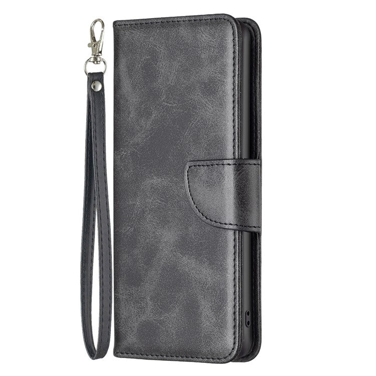 BF Leather Series-4 Textured Cell Phone Case for vivo Y35 4G (2022) / Y22 4G, PU Leather Stand Magnetic Phone Cover - Black