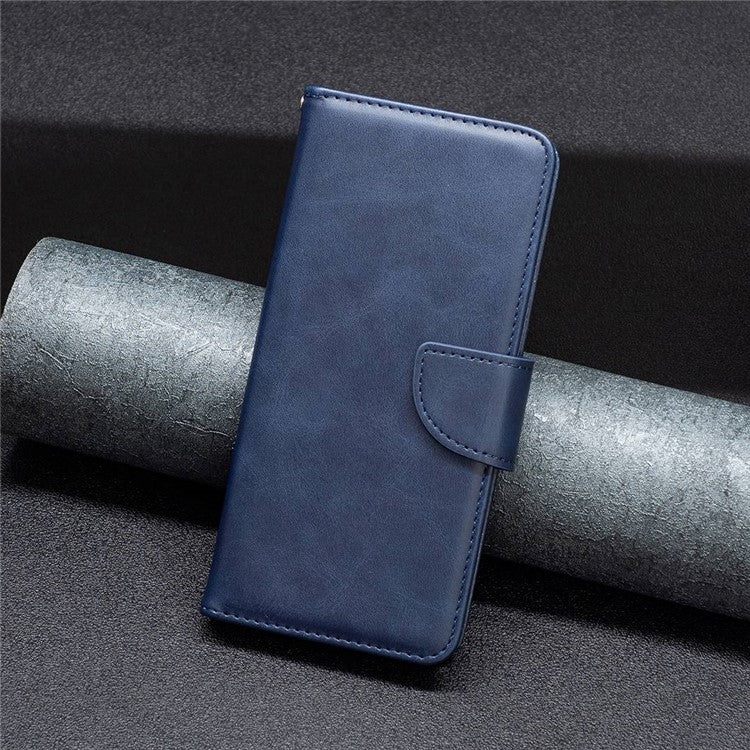 BF Leather Series-4 Textured Cell Phone Case for vivo Y35 4G (2022) / Y22 4G, PU Leather Stand Magnetic Phone Cover - Blue