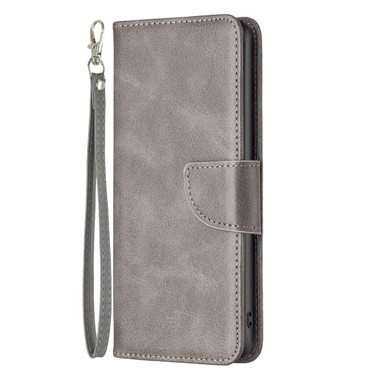 BF Leather Series-4 Textured Cell Phone Case for vivo Y35 4G (2022) / Y22 4G, PU Leather Stand Magnetic Phone Cover - Grey