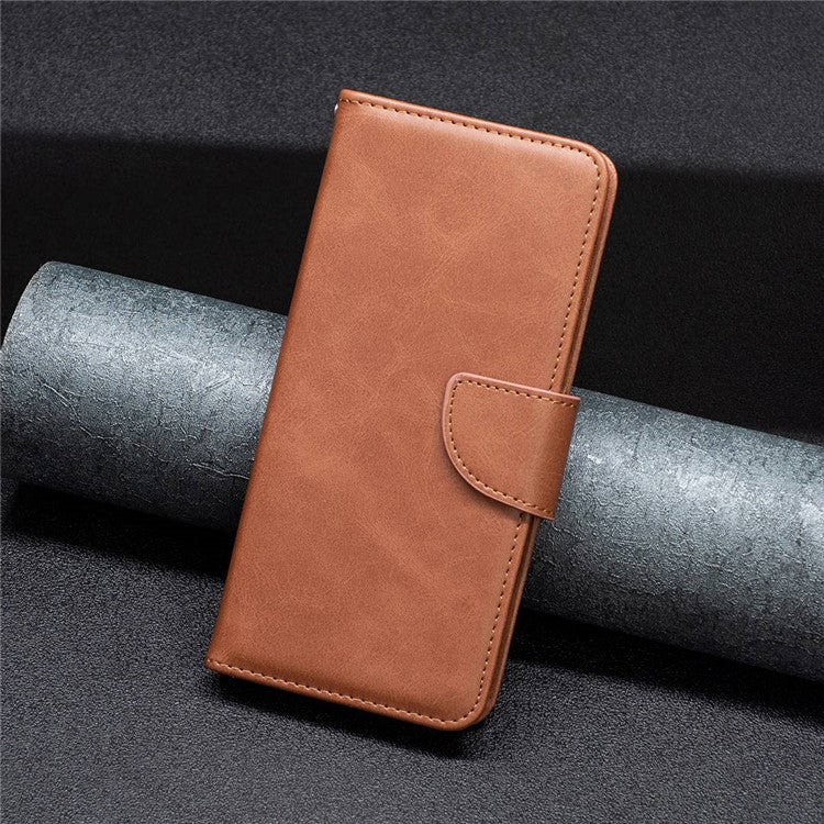 BF Leather Series-4 Textured Cell Phone Case for vivo Y35 4G (2022) / Y22 4G, PU Leather Stand Magnetic Phone Cover - Brown