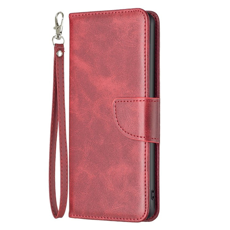 BF Leather Series-4 Textured Cell Phone Case for vivo Y35 4G (2022) / Y22 4G, PU Leather Stand Magnetic Phone Cover - Red