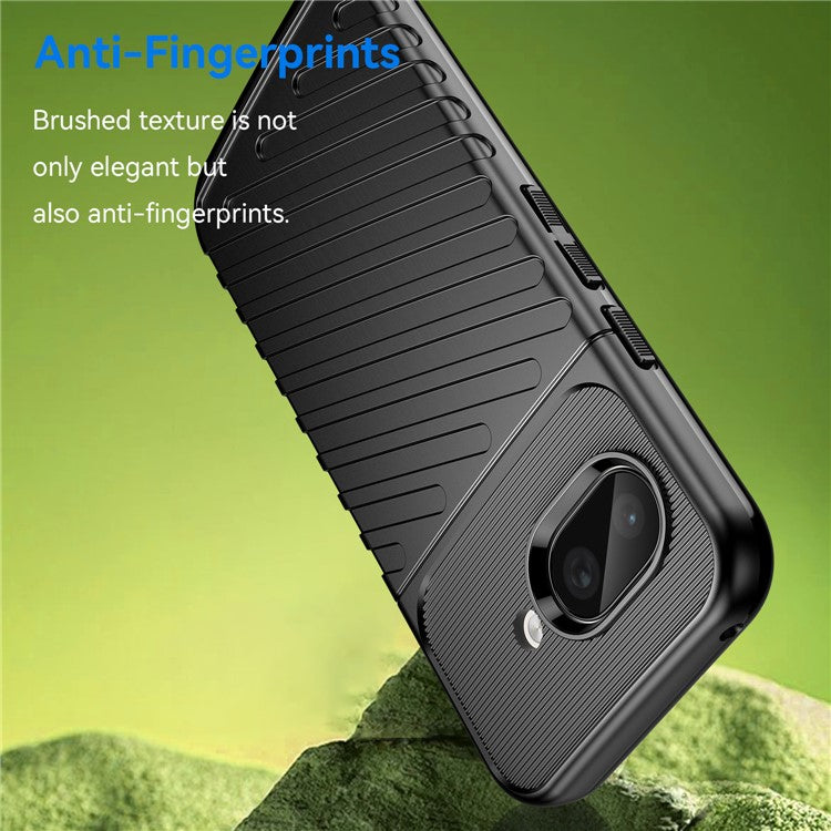 For Google Pixel 9a Case Twill Texture TPU Shockproof Protective Phone Cover - Black