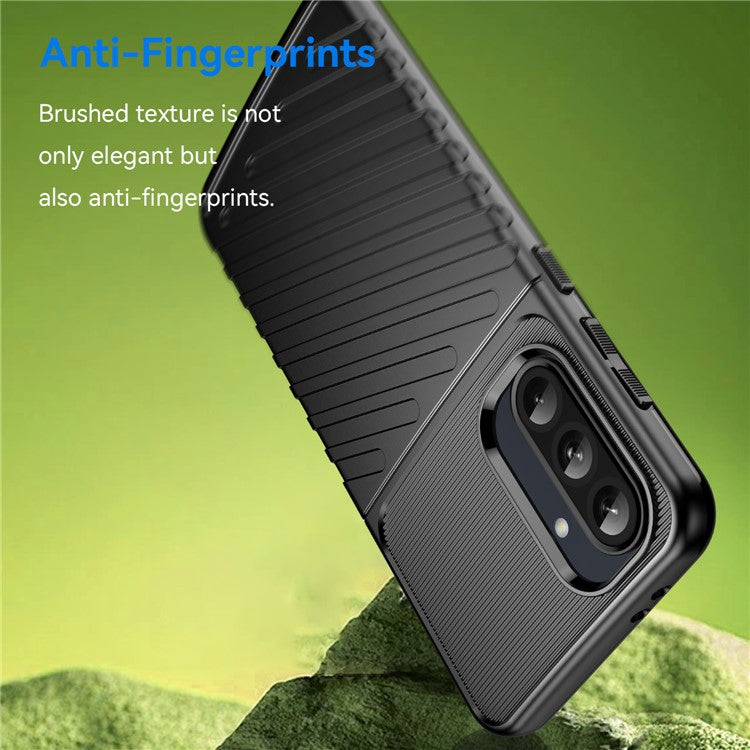 For Samsung Galaxy A36 5G / A56 5G Case Twill Texture TPU Shockproof Protective Phone Cover - Black