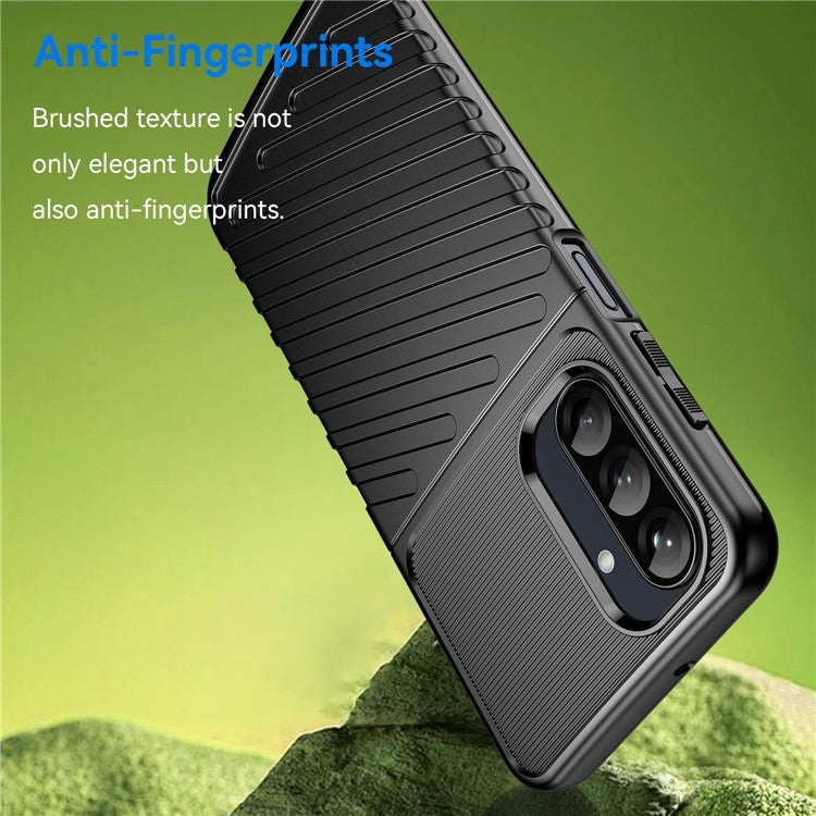 For Samsung Galaxy A26 5G Case Twill Texture TPU Shockproof Protective Phone Cover - Black