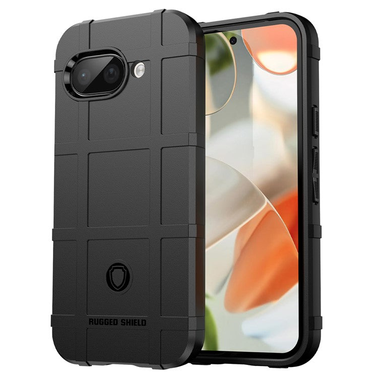 For Google Pixel 9a Case Grid Design Soft TPU Scratch-Proof Phone Cover - Black