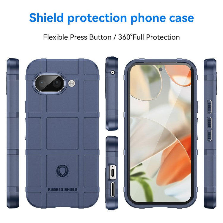 For Google Pixel 9a Case Grid Design Soft TPU Scratch-Proof Phone Cover - Blue