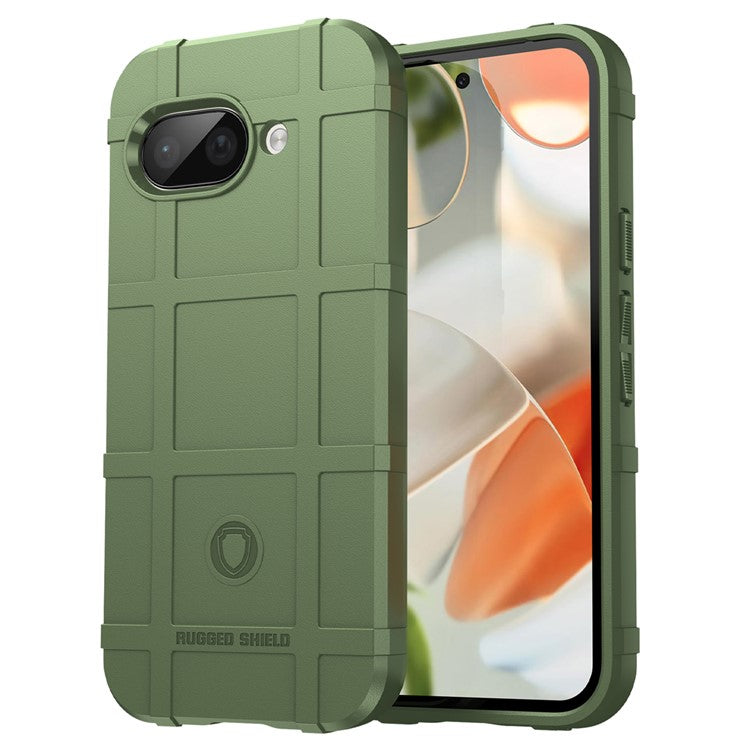 For Google Pixel 9a Case Grid Design Soft TPU Scratch-Proof Phone Cover - Green