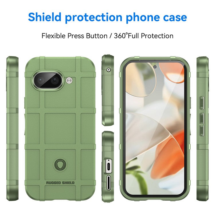 For Google Pixel 9a Case Grid Design Soft TPU Scratch-Proof Phone Cover - Green