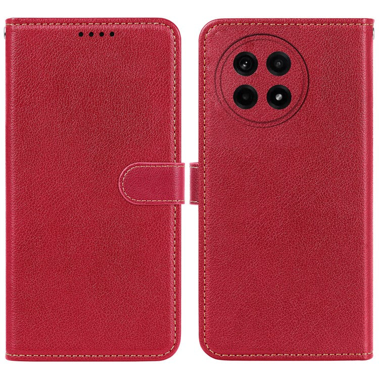 For OnePlus Ace 5 5G / Ace 5 Pro 5G Leather Case Litchi Texture Wallet RFID Blocking Phone Cover - Red