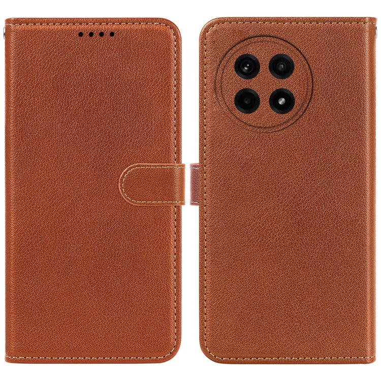 For OnePlus Ace 5 5G / Ace 5 Pro 5G Leather Case Litchi Texture Wallet RFID Blocking Phone Cover - Brown