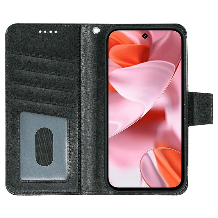 For Google Pixel 9 Pro / Pixel 9 Case Stand Card Holder Wallet Leather Phone Cover - Black