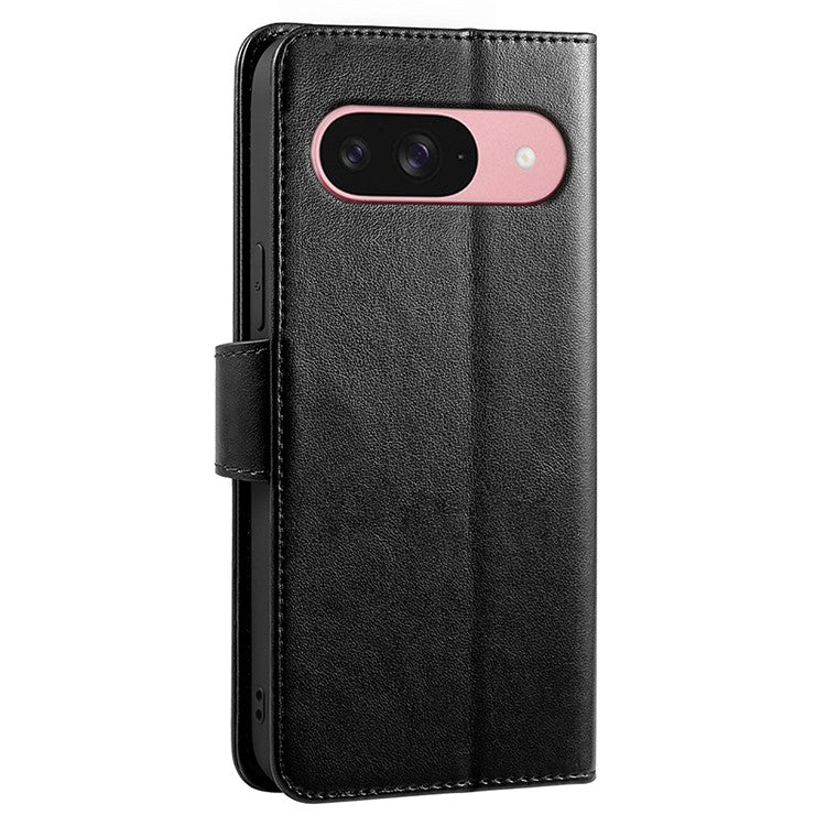 For Google Pixel 9 Pro / Pixel 9 Case Stand Card Holder Wallet Leather Phone Cover - Black