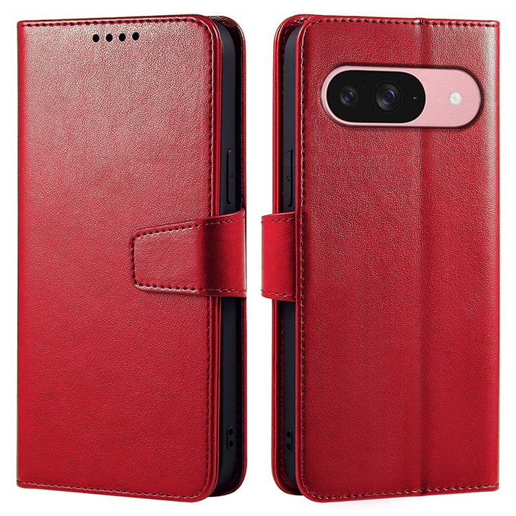 For Google Pixel 9 Pro / Pixel 9 Case Stand Card Holder Wallet Leather Phone Cover - Red