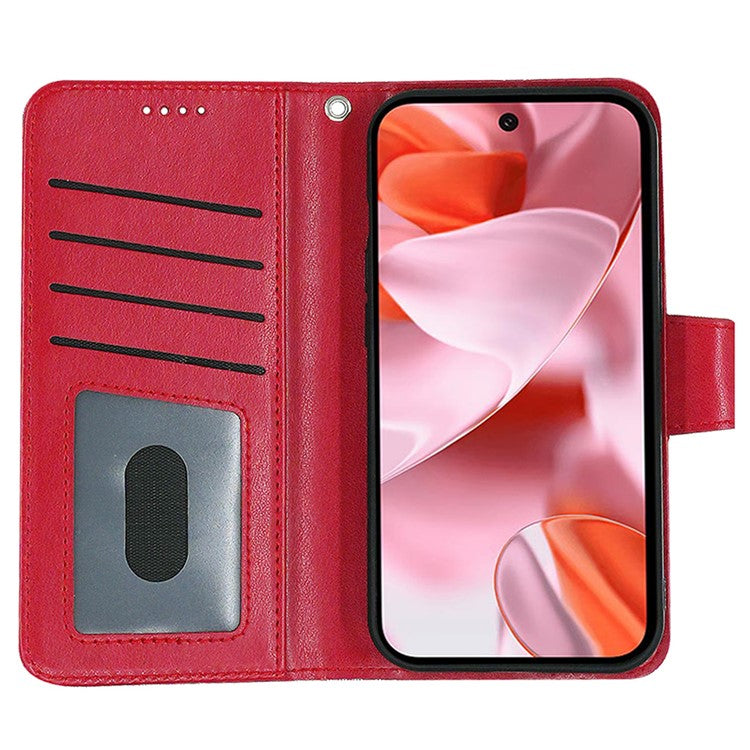 For Google Pixel 9 Pro / Pixel 9 Case Stand Card Holder Wallet Leather Phone Cover - Red