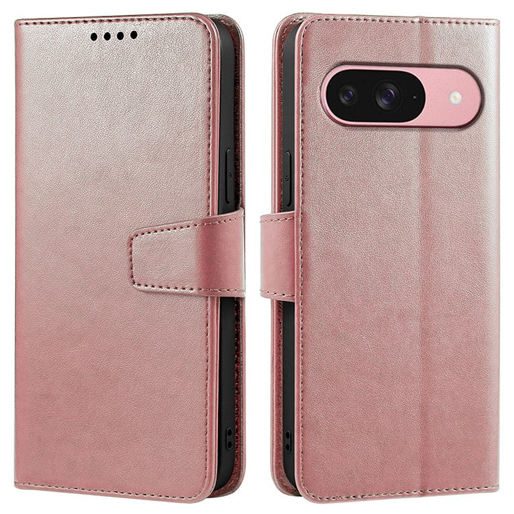 For Google Pixel 9 Pro / Pixel 9 Case Stand Card Holder Wallet Leather Phone Cover - Rose Gold