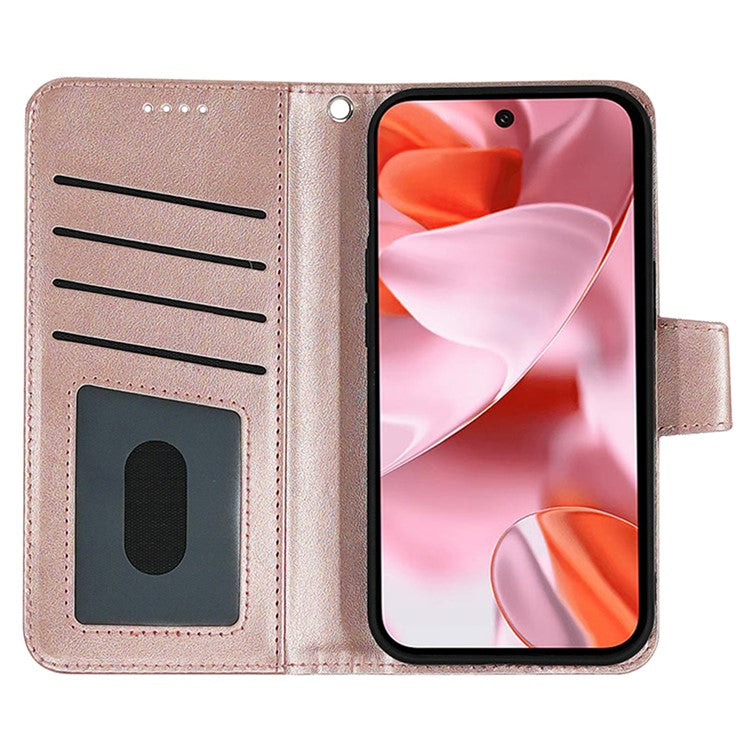 For Google Pixel 9 Pro / Pixel 9 Case Stand Card Holder Wallet Leather Phone Cover - Rose Gold