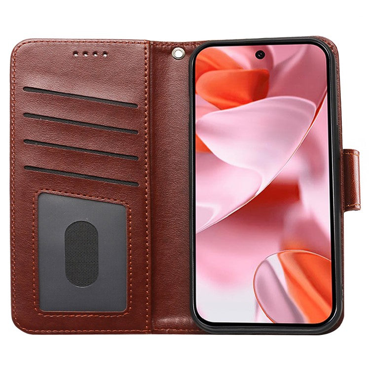 For Google Pixel 9 Pro / Pixel 9 Case Stand Card Holder Wallet Leather Phone Cover - Brown