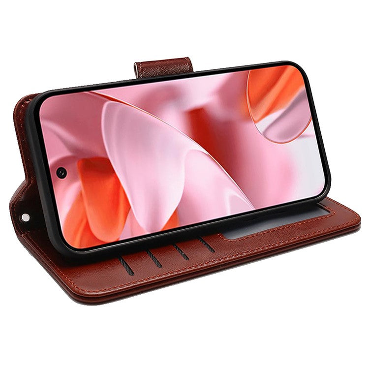 For Google Pixel 9 Pro / Pixel 9 Case Stand Card Holder Wallet Leather Phone Cover - Brown