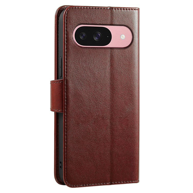 For Google Pixel 9 Pro / Pixel 9 Case Stand Card Holder Wallet Leather Phone Cover - Brown