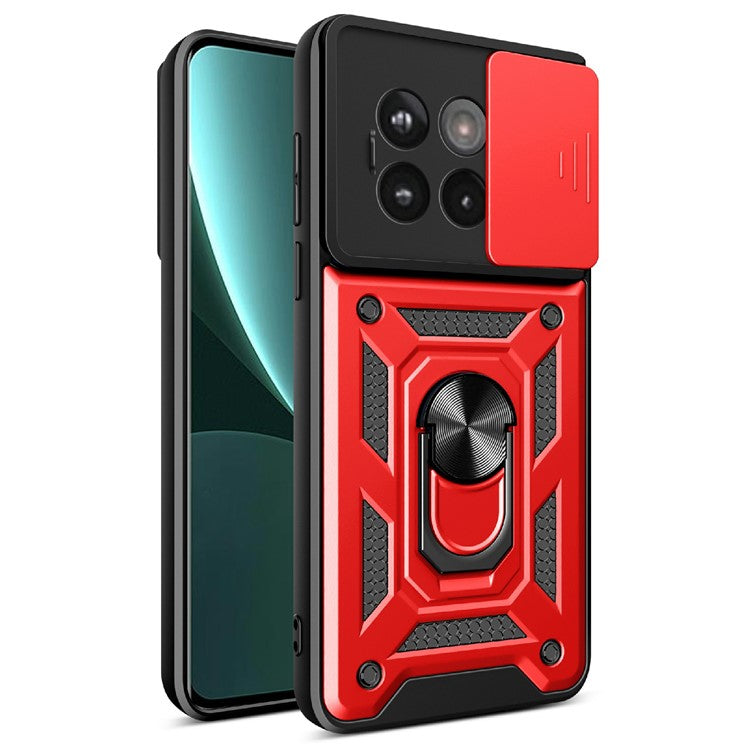 Phone Case For OnePlus 13R 5G  /  Ace 5 Pro 5G  /  Ace 5 5G PC + TPU Kickstand Phone Cover with Slide Camera Lid - Red