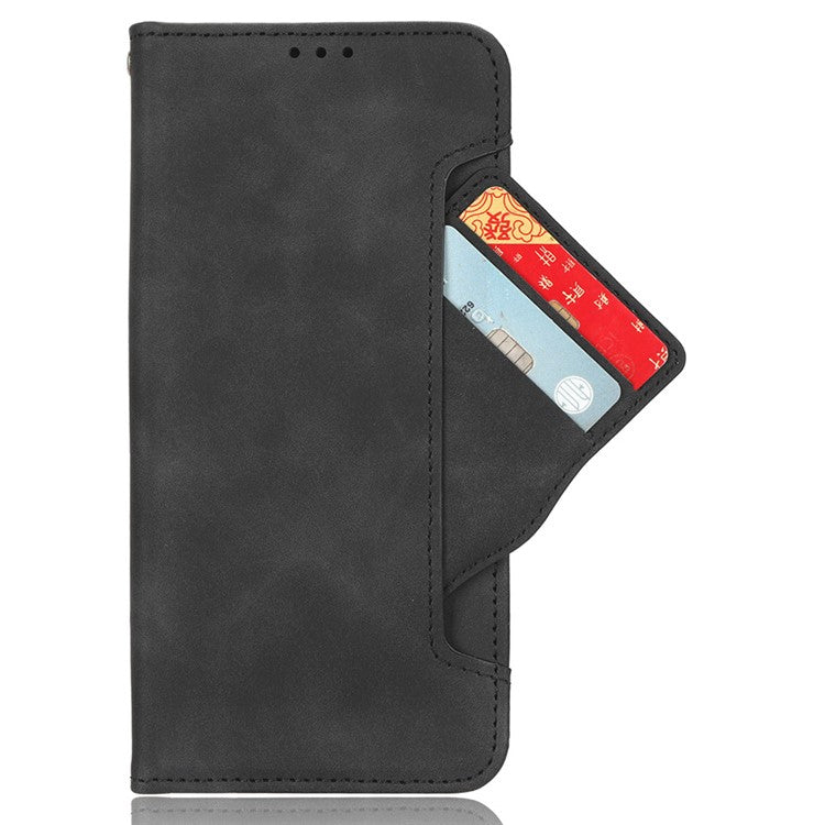 For Motorola Moto G05 4G  /  E15 4G Leather Case Phone Wallet Cover with Multiple Card Slots - Black