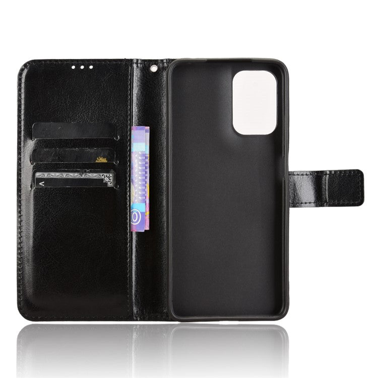 For Motorola Moto G05 4G  /  E15 4G Case Crazy Horse Texture PU Leather Phone Wallet Cover - Black