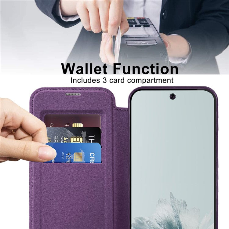 For Google Pixel 9a Case Compatible with MagSafe RFID Blocking Leather Phone Cover - Purple