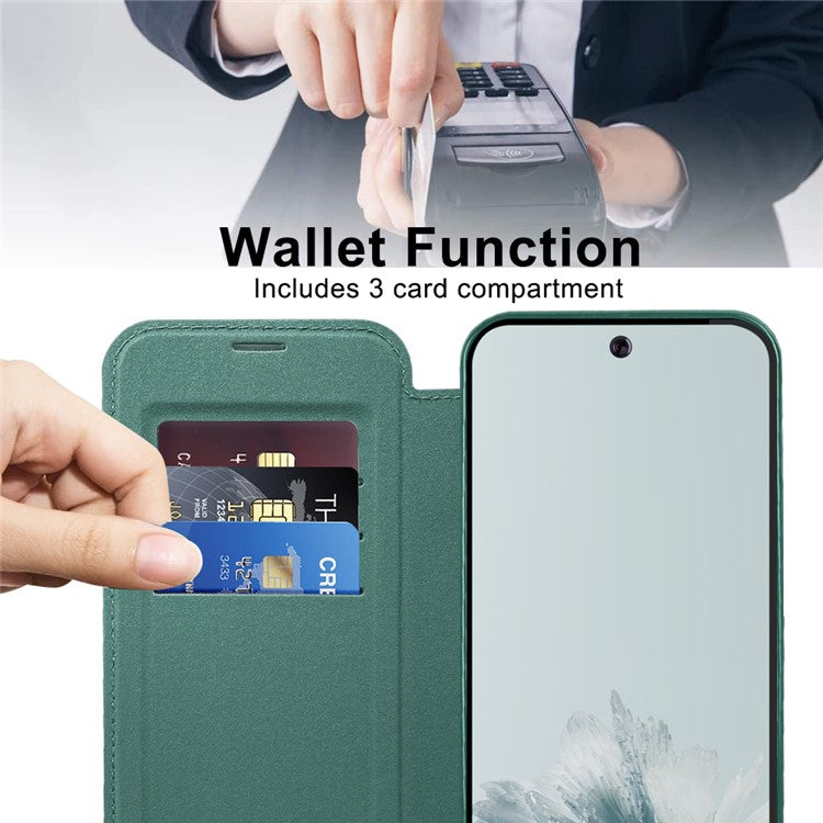 For Google Pixel 9a Case Compatible with MagSafe RFID Blocking Leather Phone Cover - Blackish Green