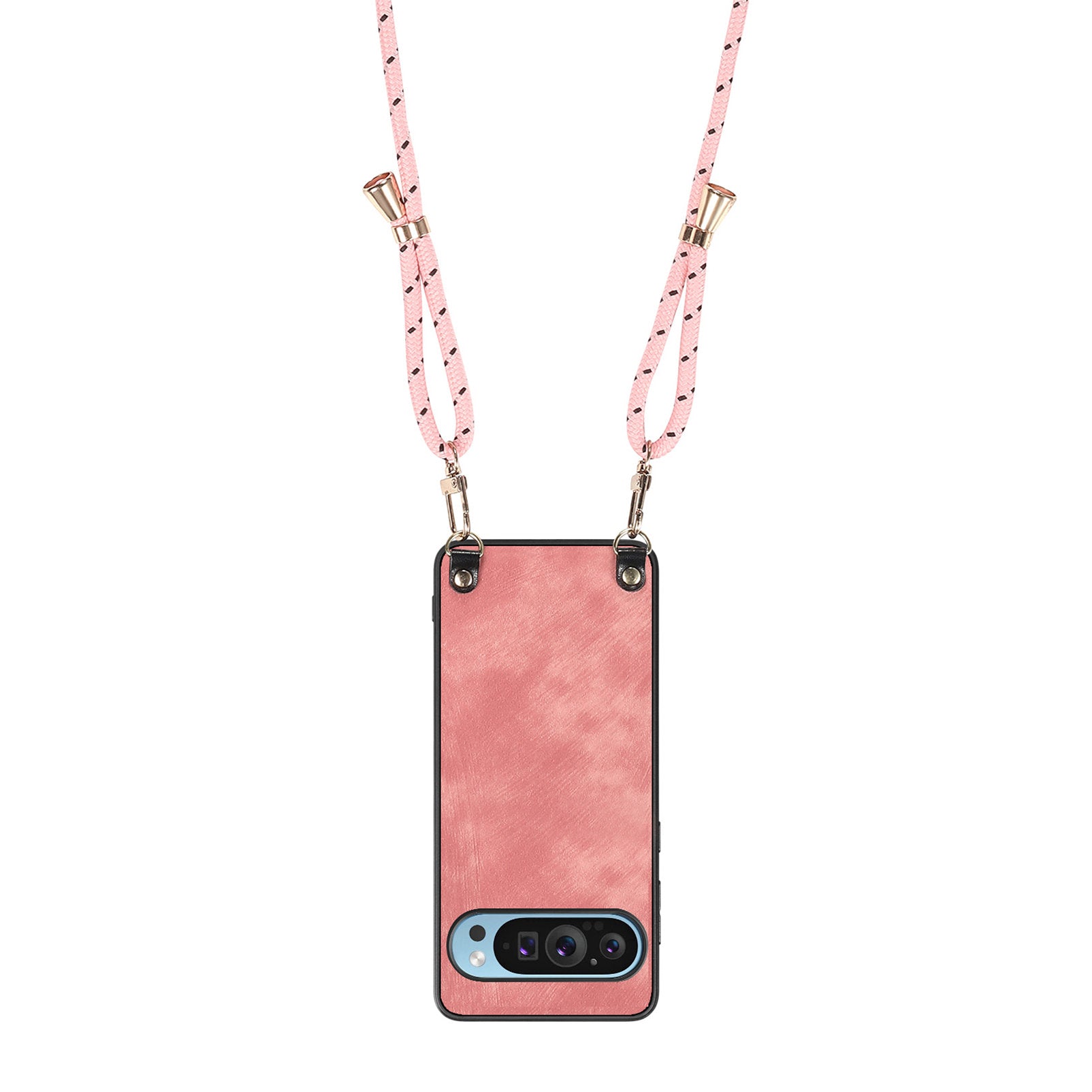 For Google Pixel 9 Retro Leather Phone Back Cover with Adjustable Strap - Pink