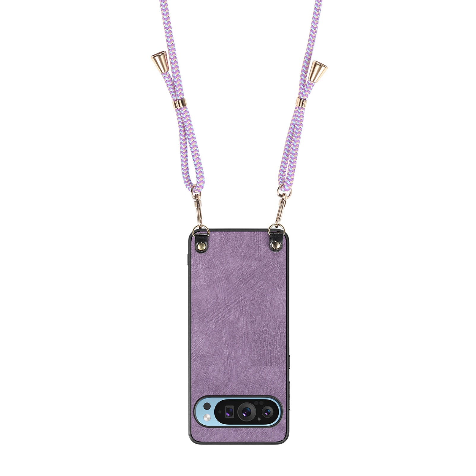 For Google Pixel 9 Retro Leather Phone Back Cover with Adjustable Strap - Purple