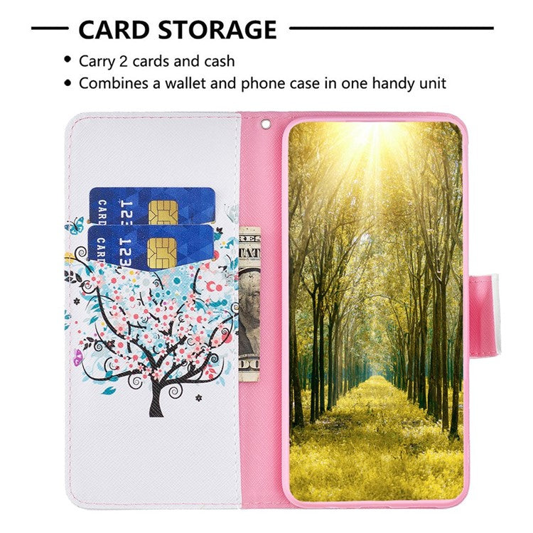 BF Pattern Printing Leather Series-1 for vivo Y35 4G (2022) / Y22 4G Wallet Case PU Leather Stand Flip Printed Pattern Magnetic Phone Cover - Flower Tree