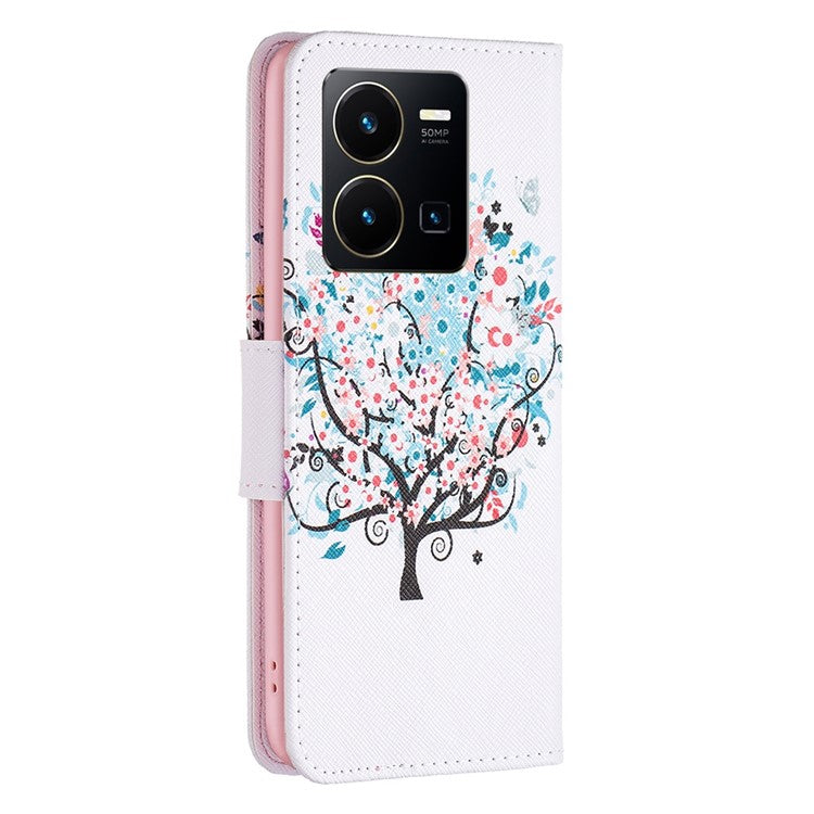 BF Pattern Printing Leather Series-1 for vivo Y35 4G (2022) / Y22 4G Wallet Case PU Leather Stand Flip Printed Pattern Magnetic Phone Cover - Flower Tree