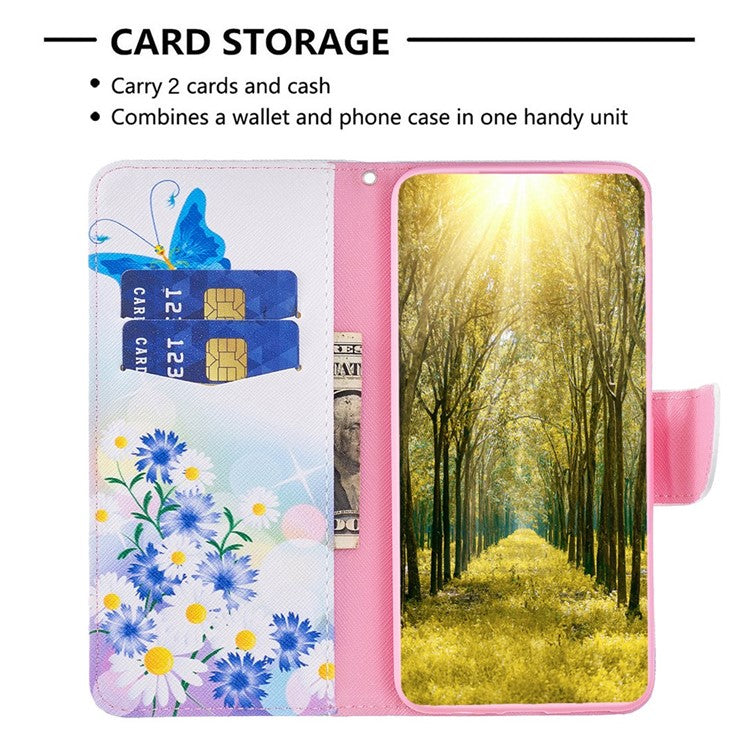 BF Pattern Printing Leather Series-1 for vivo Y35 4G (2022) / Y22 4G Wallet Case PU Leather Stand Flip Printed Pattern Magnetic Phone Cover - Butterfly and Flowers