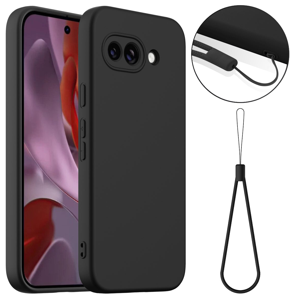 For Google Pixel 9a Case Compatible with MagSafe Anti-Drop Liquid Silicone Phone Cover - Black