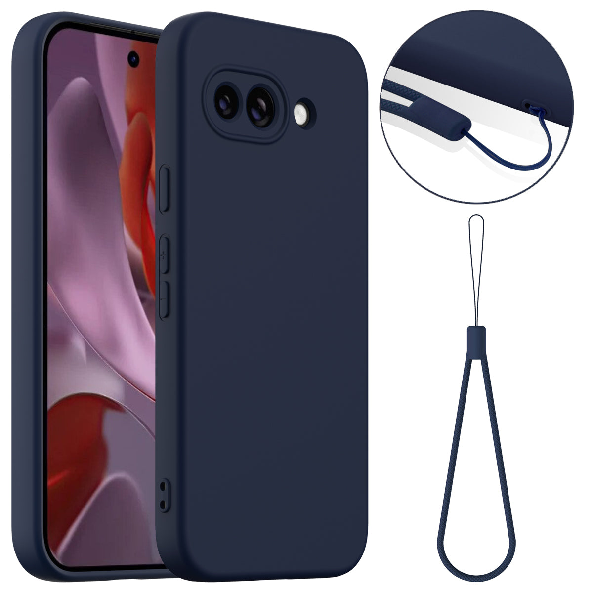 For Google Pixel 9a Case Compatible with MagSafe Anti-Drop Liquid Silicone Phone Cover - Dark Blue