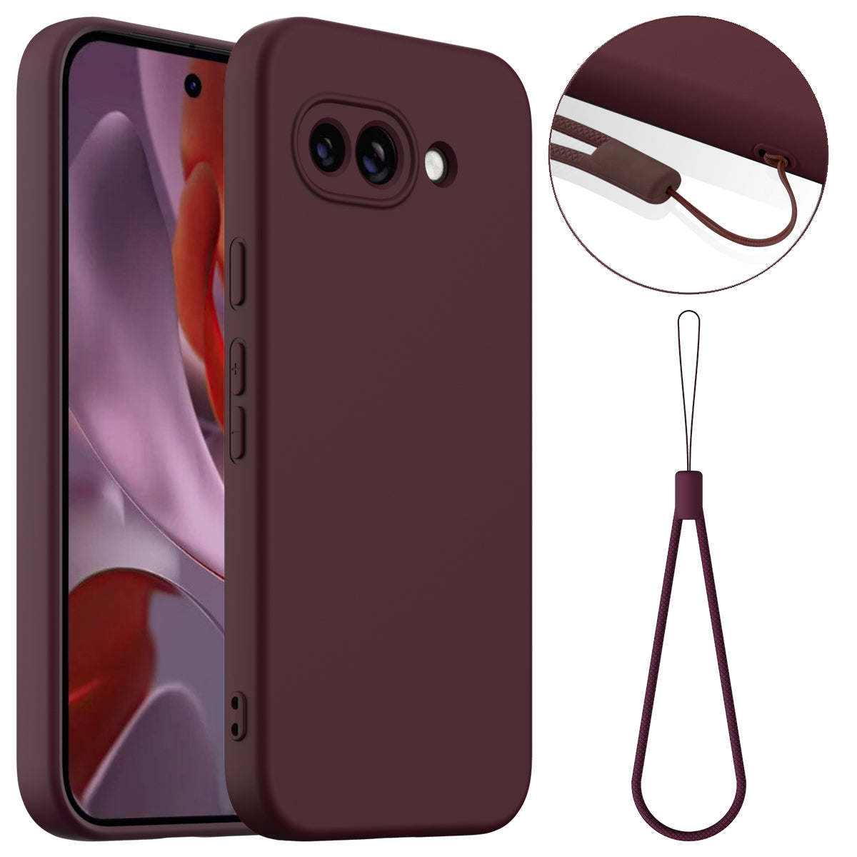 For Google Pixel 9a Case Compatible with MagSafe Anti-Drop Liquid Silicone Phone Cover - Wine Red